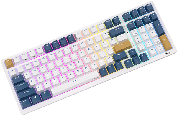 Royal Kludge RK98 RGB Kablosuz US Gaming Klavye Beyaz Mavi