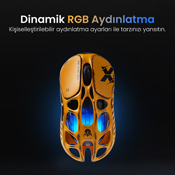 GravaStar Mercury K1Pro+X Kablosuz RGB Işıklı Mekanik Q Special Edition Sarı Gaming Klavye ve Optik Mouse Seti