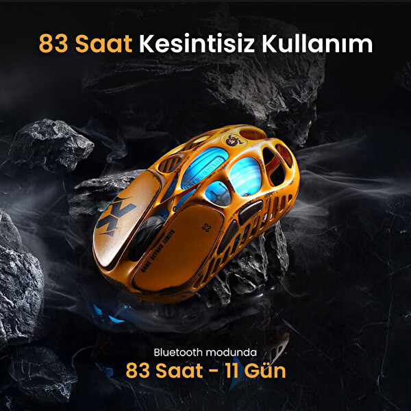 GravaStar Mercury K1Pro+X Kablosuz RGB Işıklı Mekanik Q Special Edition Sarı Gaming Klavye ve Optik Mouse Seti