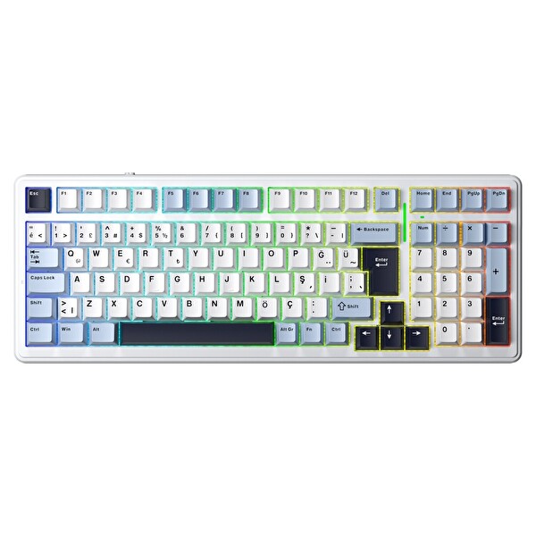Aula F99 Mekanik RGB Hot Swap GrayWood V4 Switch 3 Modlu Kablosuz Makrolu Lacivert Türkçe Q Klavye