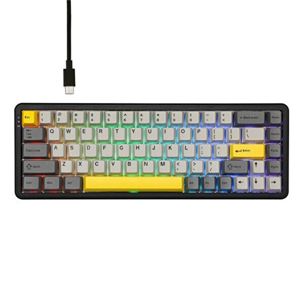 Ajazz AK680 Max Gri Front Printed Magnetic Rice Manyetik Switch RGB Hotswap Mekanik Gaming Klavye