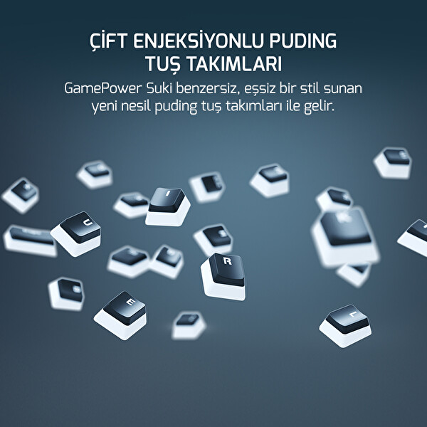 Gamepower Suki Mekanik Kırmızı Switch Puding Keycaps Türkçe Q 104 Tuş USB Oyuncu Klavyesi