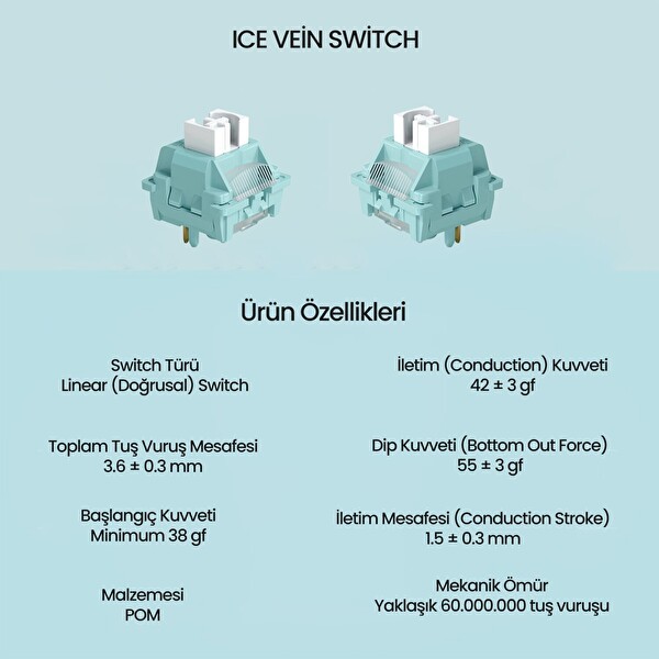 Aula Leobog Ice Vein Lineer 100 Adet Mekanik Switch