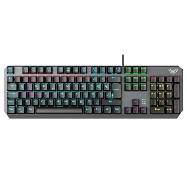Aula F2066 Blue Switch RGB Makrolu Gaming Türkçe Mekanik Kablolu Oyuncu Klavyesi