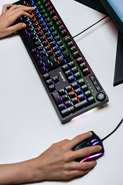 Sarepo MJ-97 Siyah RGB Blue Switch Klavye Türkçe Q Mekanik Gaming Oyuncu