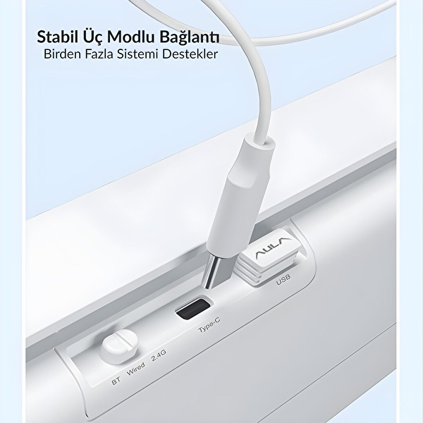 Aula S100 Pro RGB Mekanik Hot Swap Brown Switch Mavi Kablosuz Gaming Klavye