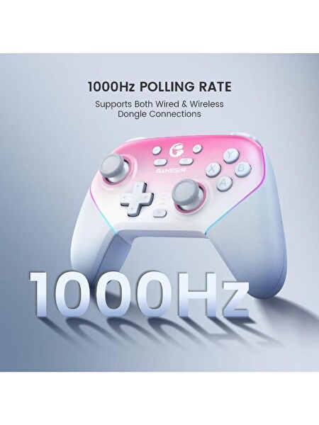 GameSir Super Nova Hall Effect 2.4G Nintendo Switch Windows PC Android Ios Wireless Controller Pembe