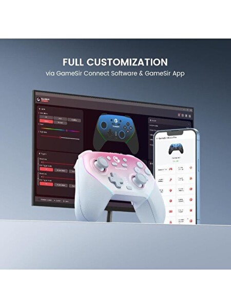 GameSir Super Nova Hall Effect 2.4G Nintendo Switch Windows PC Android Ios Wireless Controller Pembe