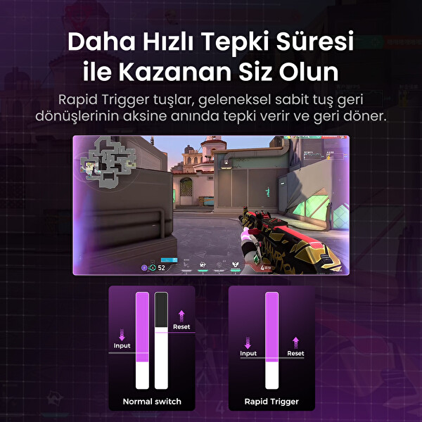 GravaStar Mercury V75 Lite HE Hot-Swappable Rapid Trigger 8kHz 0.25ms Kablolu Hall Effect Manyetik Switch Gaming Klavye