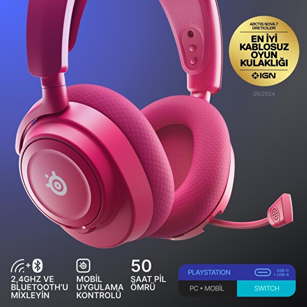 Steelseries Arctis Nova 7P Gen2 Kablosuz Magenta Gaming Kulaklık