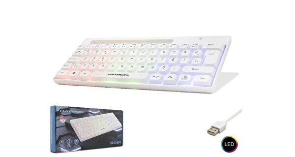 Hadron Hdx2608 Led Q Beyaz Kablolu Oyuncu Mini Klavye