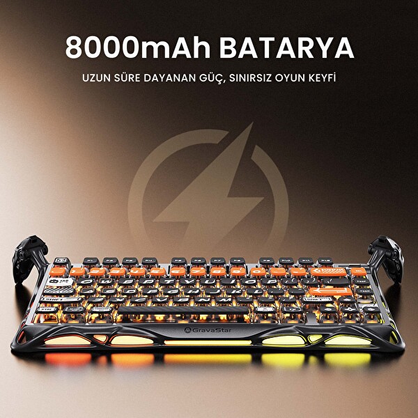 GravaStar Mercury K1 Pro+X Kablosuz RGB Işıklı Mekanik Q Gaming Klavye ve Optik Mouse Seti, CyberFlare