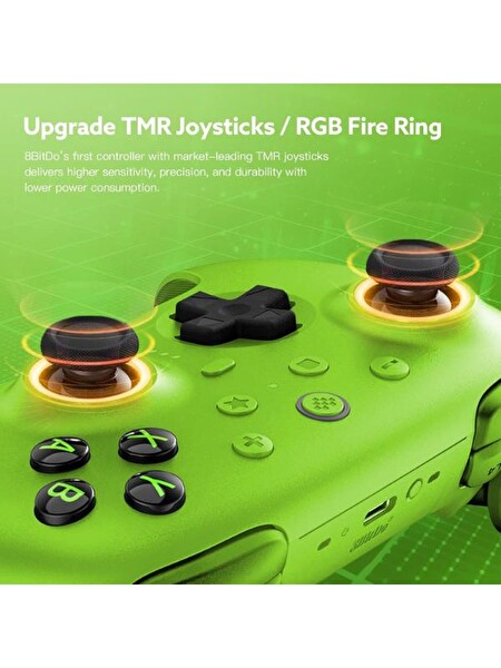 8bitdo Ultimate-2 Windows - Android Uyumlu Hall Effect 2.4 G Kablosuz Oyun Kolu Yeşil
