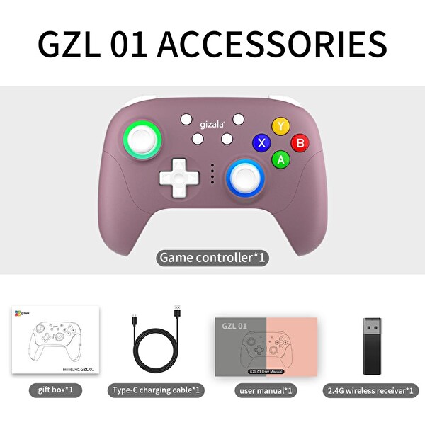 Gizala Switch 2 Hall Effect Triggers Joystick 2.4G Kablosuz Oyun Kontrolcüsü