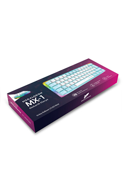 Megalodon RGB MX-1 Mekanik Gaming Blue Switch Klavye Türkçe Q Beyaz Mini Oyuncu Klavyesi