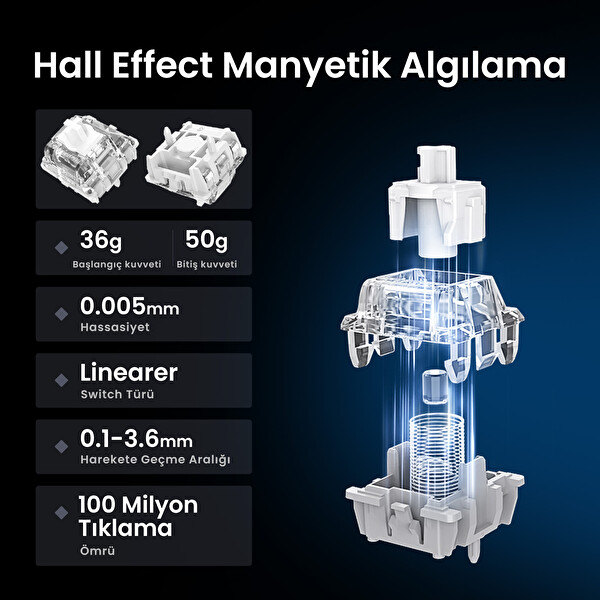 GravaStar Mercury V75 Hall Effect, 8K Hz Kablolu Manyetik Klavye - XPro 32K DPI RGB Kablosuz Mouse Oyuncu Seti Siyah