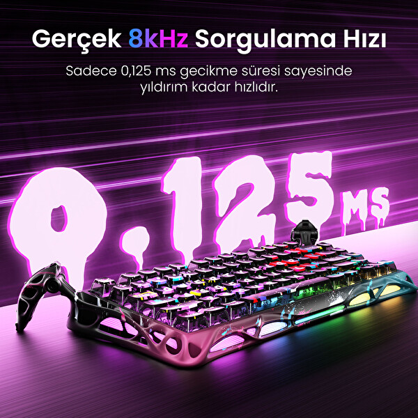 GravaStar Mercury V75 Pro Hall Effect, 8KHz Kablolu Manyetik Klavye - XPro 32K DPI RGB Kablosuz Mouse Oyuncu Seti Siyah