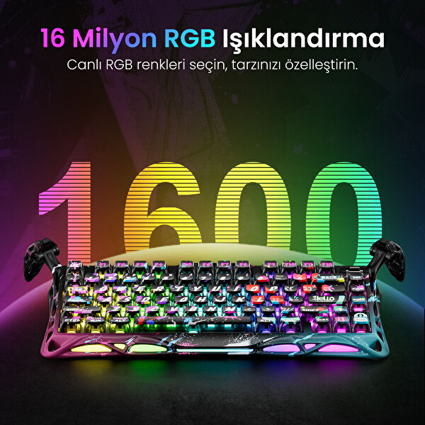 GravaStar Mercury V75 Pro Hall Effect, 8KHz Kablolu Manyetik Klavye - XPro 32K DPI RGB Kablosuz Mouse Oyuncu Seti Siyah