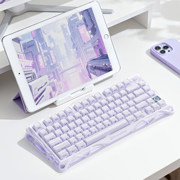 GravaStar Mercury V75 HE Hot-Swappable Rapid Trigger 8000Hz 0.125ms Kablolu Hall Effect Manyetik Switch Gaming Klavye Purple