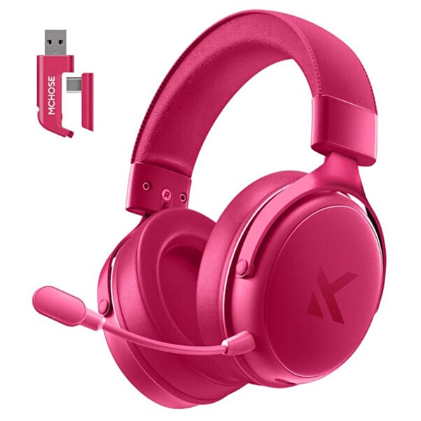 Mchose V9 Pro Rose Red 7.1 Surround Kablosuz Gaming Kulaklık HW-V9-6