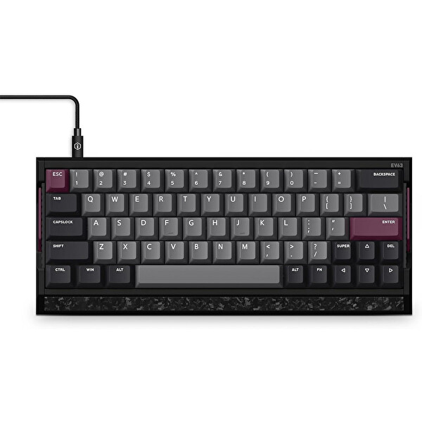 iQunix EV63 Dark Purple %60 Magnetic X Pro Manyetik Switch 8K Hz Hall Effect Hotswap RGB İngilizce Mekanik Gaming Klavye