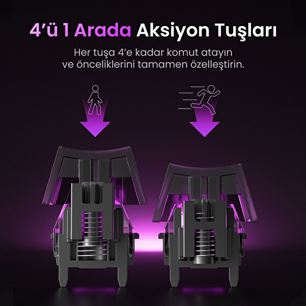 GravaStar Mercury V75 Lite Hall Eff Rapid Trig 8K Hz Kablolu Manyetik Klavye - M2 26K DPI RGB Kablosuz Mouse Oyuncu Seti Siyah
