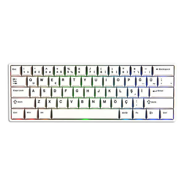 Akko Monsgeek FUN60 Pro White Hall Effect Glare Manyetik Switch 8K Hz ARGB Kablosuz Hotswap Türkçe Mekanik Gaming Klavye