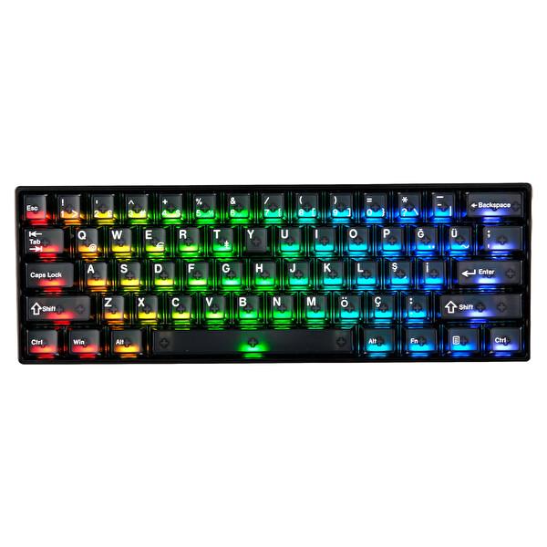 Akko Monsgeek FUN60 Pro Black Hall Effect Glare Manyetik Switch 8K Hz ARGB Kablosuz Hotswap Türkçe Mekanik Gaming Klavye