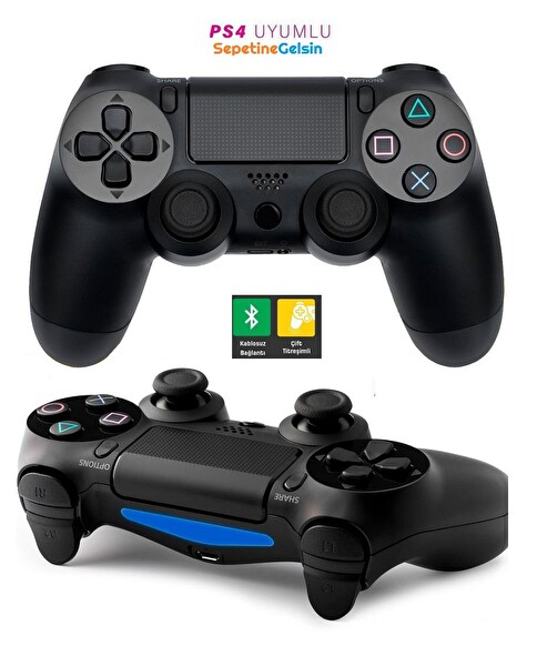Sepetine Gelsin PS4-DUAL Ps4 Uyumlu Kablosuz Oyun Kolu Gamepad Siyah