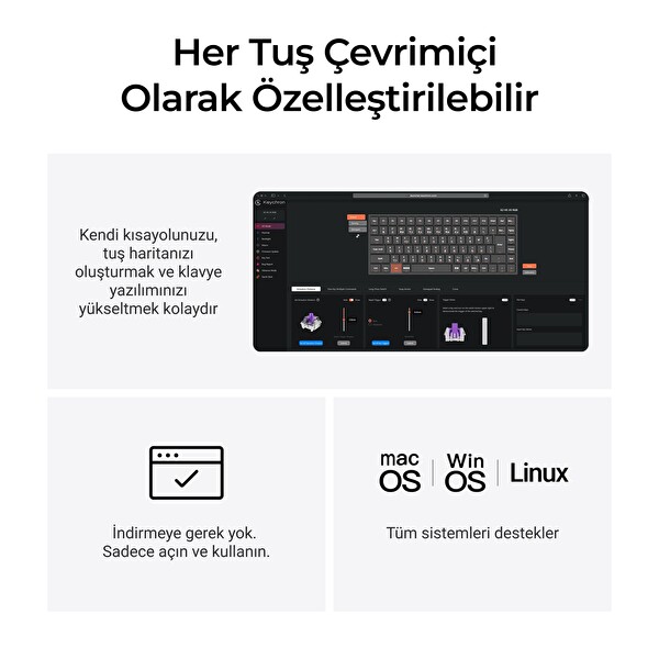 Keychron K2 He Türkçe Gateron Çift Raylı Bulutsu Anahtar Kablosuz Manyetik Oyuncu Klavyesi K2H-Q1-TR Beyaz