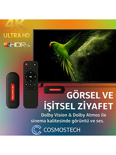 Cosmostech Q9 8k Android Tv Box - Retro Game Ve Android Tv Stick 64 GB 20.000 Oyun Wifi 2.4Ghz Dual Sistem Kablosuz Gamepad