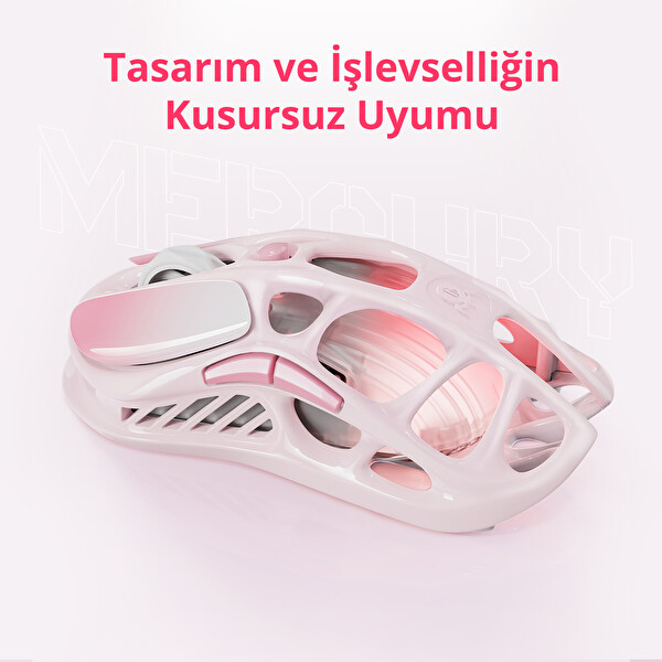 GravaStar Mercury M1 Pro RGB 26.000 DPI Magnezyum Alaşımlı Programlanabilir 5 Tuşlu Kablosuz Optik Gaming Mouse - Sakura Pink
