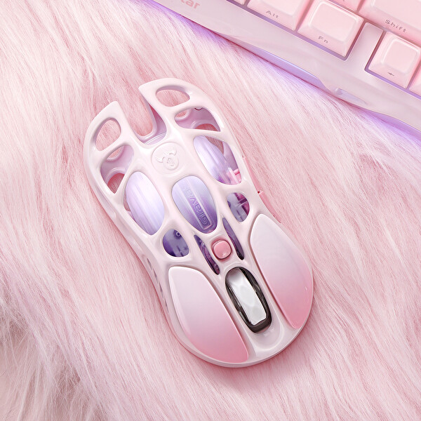 GravaStar Mercury M1 Pro RGB 26.000 DPI Magnezyum Alaşımlı Programlanabilir 5 Tuşlu Kablosuz Optik Gaming Mouse - Sakura Pink