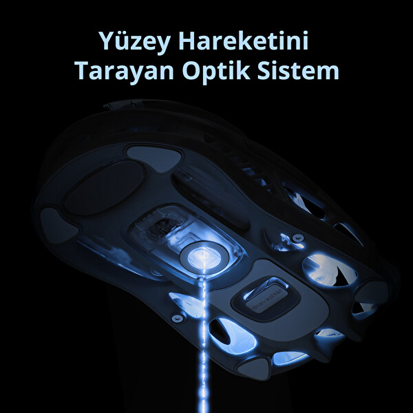 Gravastar Mercury M1 Pro RGB 26.000 DPI Optik Gaming Mouse Kablosuz Programlanabilir 5 Tuşlu Ice Blue