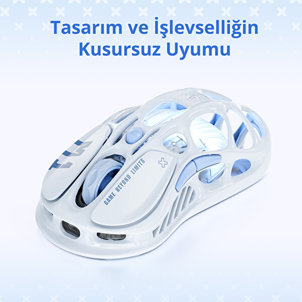 Gravastar Mercury M1 Pro RGB 26.000 DPI Optik Gaming Mouse Kablosuz Programlanabilir 5 Tuşlu Ice Blue
