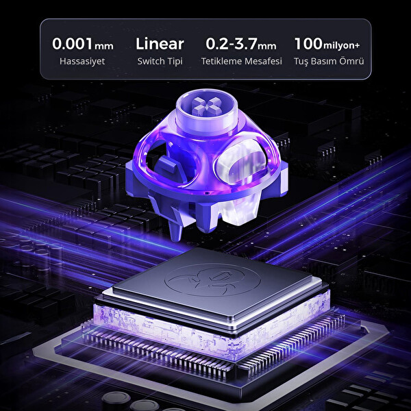 Gravastar Mercury V60 Pro HE Manyetik Switch Gaming Klavye 8kHz 0.125ms Kablolu İngilizce Q GunMetal