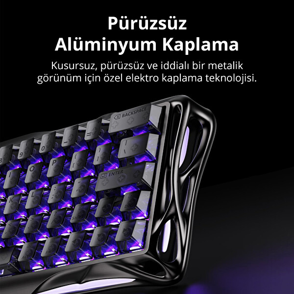 Gravastar Mercury V60 Pro HE Manyetik Switch Gaming Klavye 8kHz 0.125ms Kablolu İngilizce Q GunMetal