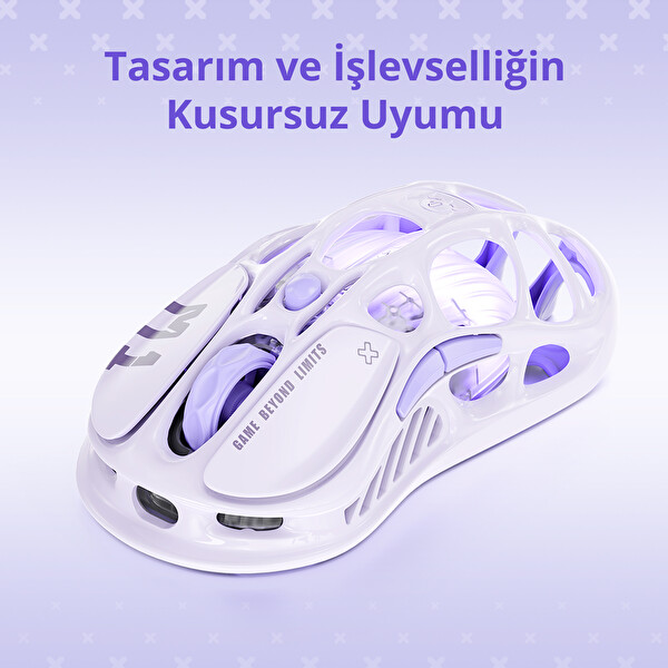 Gravastar Mercury M1 Pro RGB 26.000 DPI Optik Gaming Mouse Kablosuz Lavender Purple