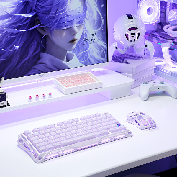 Gravastar Mercury M1 Pro RGB 26.000 DPI Optik Gaming Mouse Kablosuz Lavender Purple