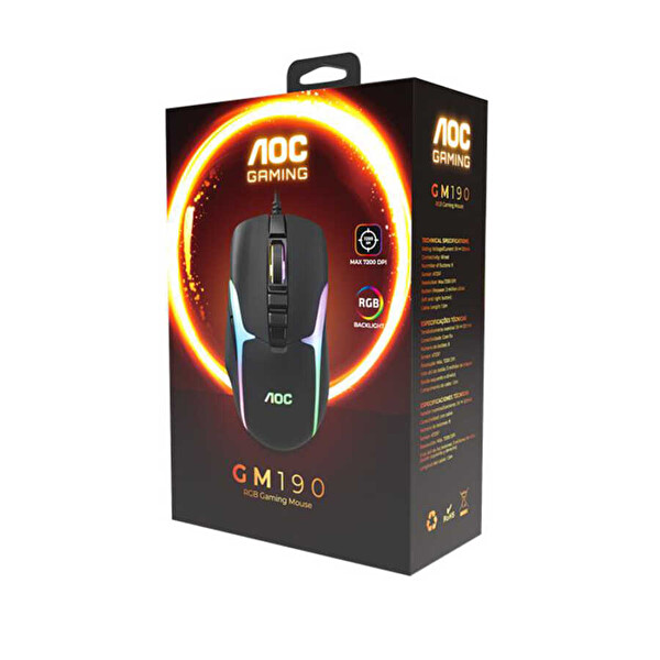 AOC GM190B-LA Kablolu RGB Gaming Mouse
