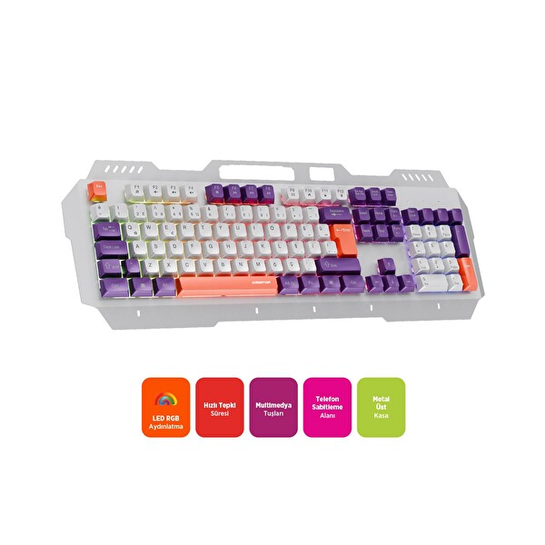 Polosmart PGM36 Kablolu RGB Aydınlatmalı Gaming Oyuncu Klavyesi Beyaz