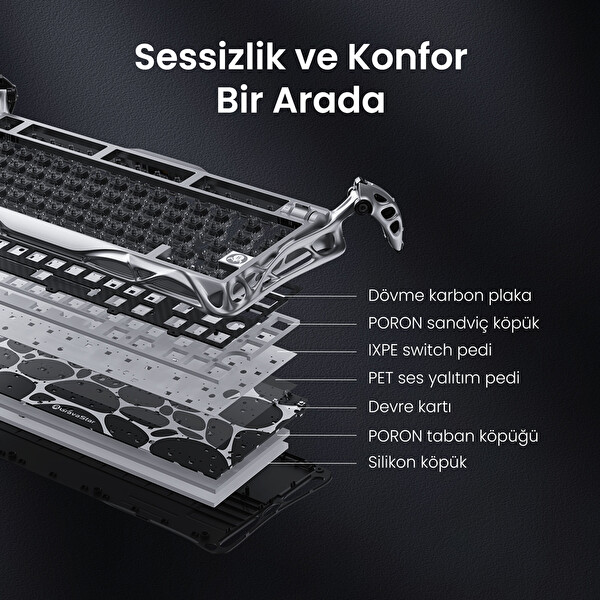 GravaStar V75 Pro Manyetik Kablolu Gaming Klavye XPro Kablosuz Optik Mouse ve Mousepad Oyuncu Seti Iron Purple