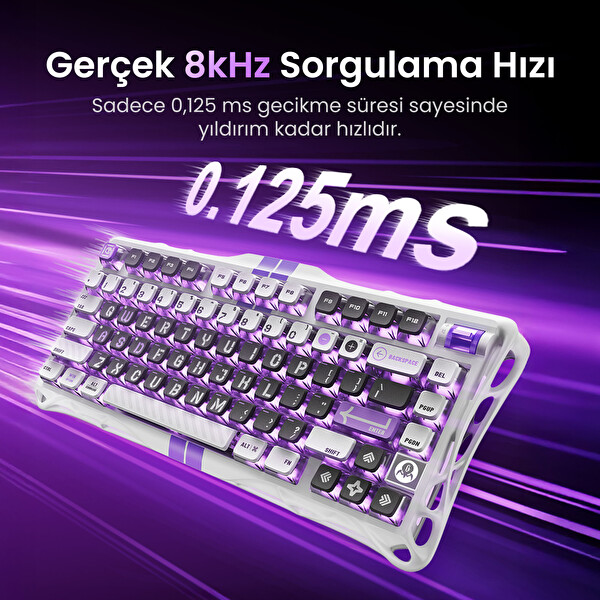 GravaStar V75 Manyetik Kablolu Gaming Klavye XPro Kablosuz Optik Mouse ve Mousepad Oyuncu Seti Mecha Gray