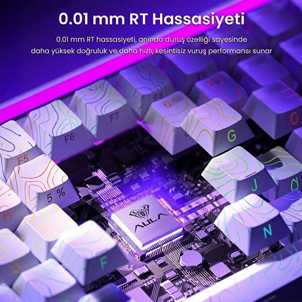 Aula Hero 84 HE Manyetik Mekanik Rapid Trigger 8000Hz RGB TKL Hot Swap Black King Switch Desenli Beyaz Klavye