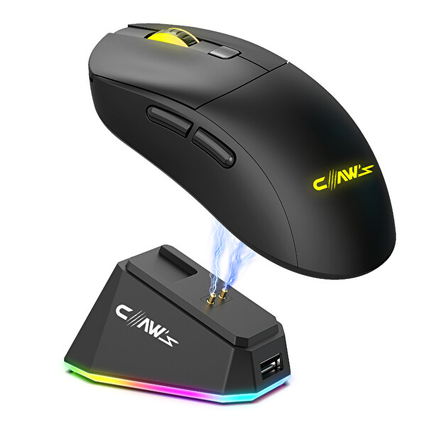 Claw’s Banza 24000 Dpi Pixart 3311 Sensör RGB Şarj Dock Makro RGB Yazılım 2.4GHz Bluetooth Gaming Mouse