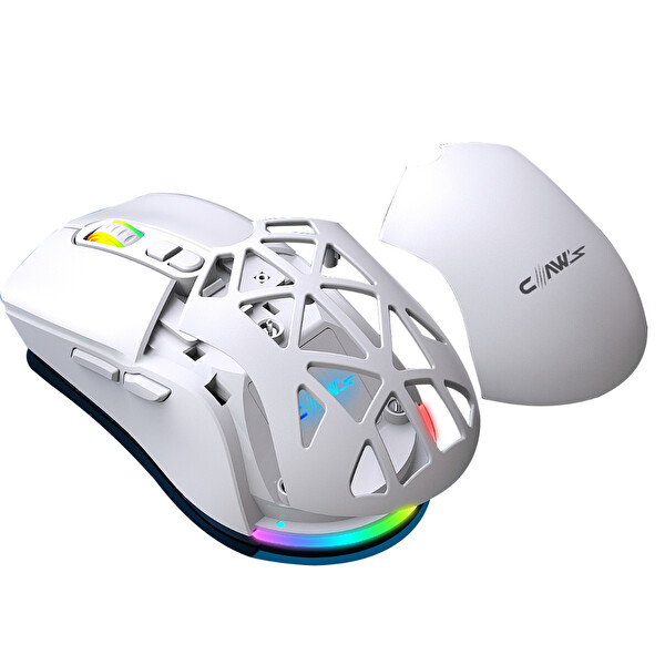 Claw’s Nexus Air V1 10000 Dpi Pixart PMW3325 Sensör Değiştirilebilir Kapak RGB Kablosuz Gaming Mouse Beyaz