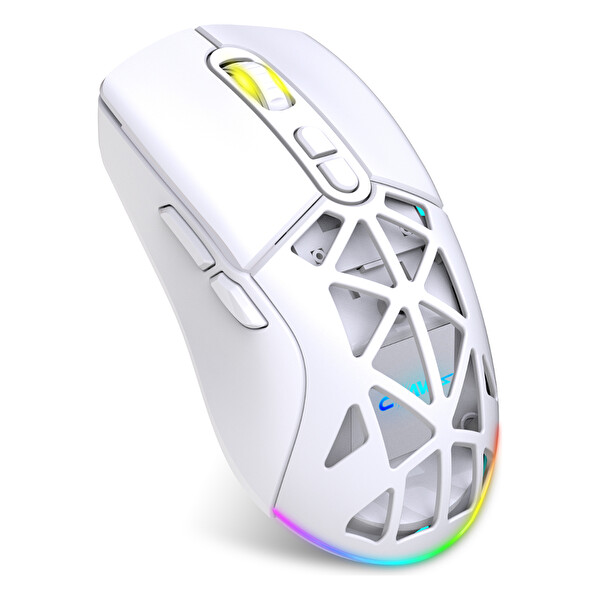 Claw’s Nexus Air V1 10000 Dpi Pixart PMW3325 Sensör Değiştirilebilir Kapak RGB Kablosuz Gaming Mouse Beyaz