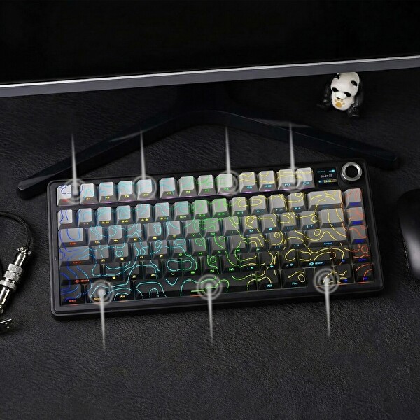 Aula F75 Max Mekanik Kablosuz Kablolu RGB TKL Reaper Switch Hot Swap Makrolu Gaming Klavye Siyah