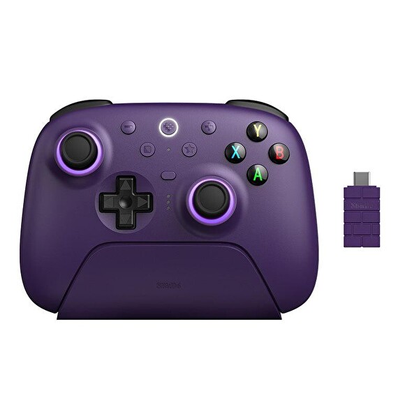 8bitdo Ultimate 2 Windows & Android Uyumlu Hall Effect 2.4G Mor Kablosuz Oyun Kolu