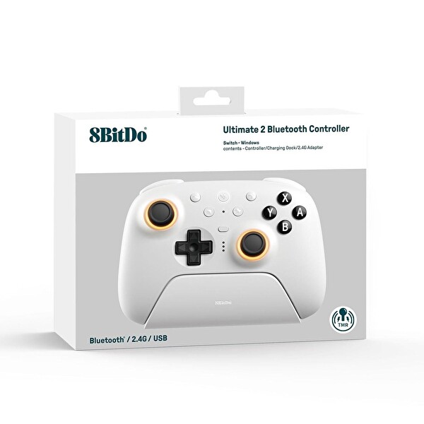 8bitdo Pro Controller Ultimate 2 Bluetooth Nintendo Switch 2 Ve Windows Uyumlu Şarj Dock Beyaz Oyun Kolu